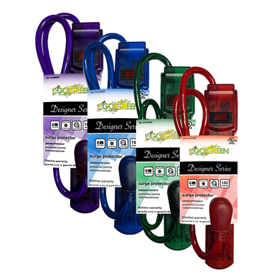GoGreen Power GG-16103MDP Designer Series, 6 Outlet Translucent Purple Surge Protector