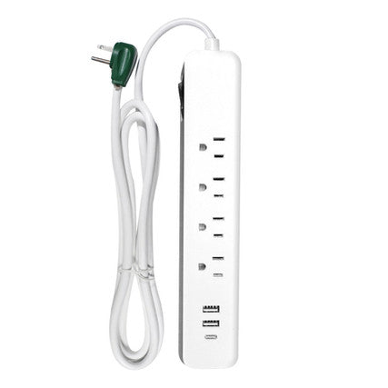 GoGreen Power GG-1462USBC 4 OUTLET WHITE SURGE PROTECTOR, 450 JOULES, 2 USB + USBC 3.4 AMPS