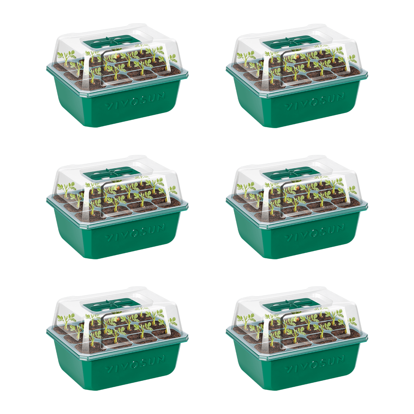 Vivosun 6-Pack Seed Starter Trays, 72-Cell Seed Starter Kit with Humidity Dome