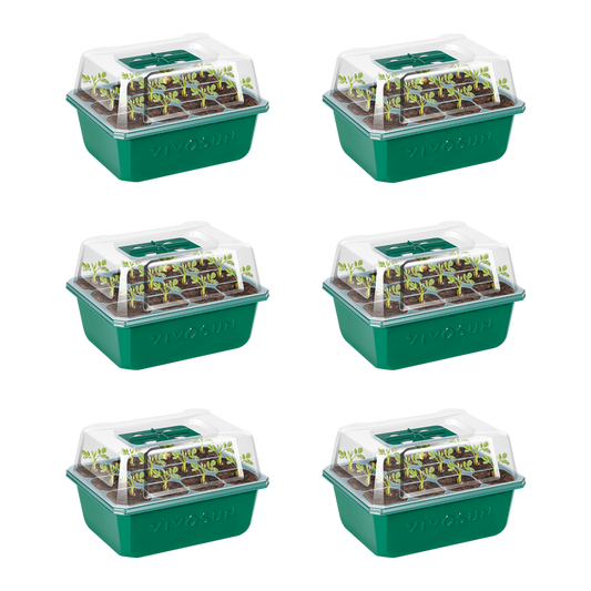 Vivosun 6-Pack Seed Starter Trays, 72-Cell Seed Starter Kit with Humidity Dome