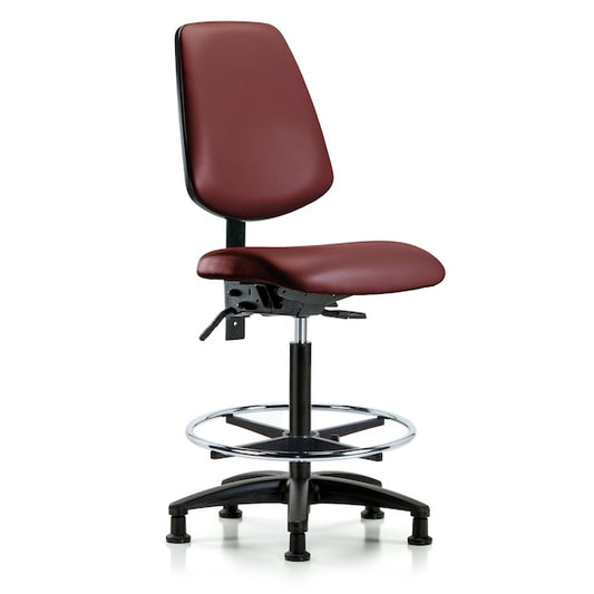 Blue Ridge Ergonomics VHBCH-MB-RG-T0-A0-CF-RG-8815 Rutledge Vinyl Chair - High Bench Height with Medium Back, Chrome Foot Ring, & Stationary Glides in Borscht Supernova™ Vinyl