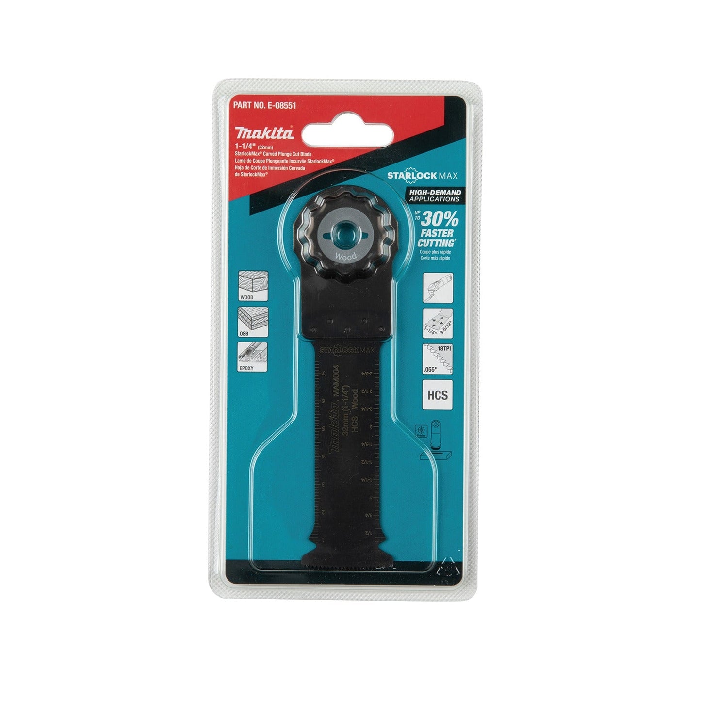 Makita E-08551 StarlockMax® Oscillating Multi‘Tool 1‘1/4" High Carbon Steel Curved Plunge Cut Blade