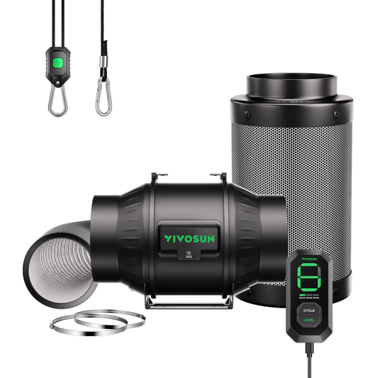Vivosun Smart Air Filtration Kit 6', AeroZesh T6 Inline Fan with E12 Speed Controller, Carbon Filter & Ducting Combo
