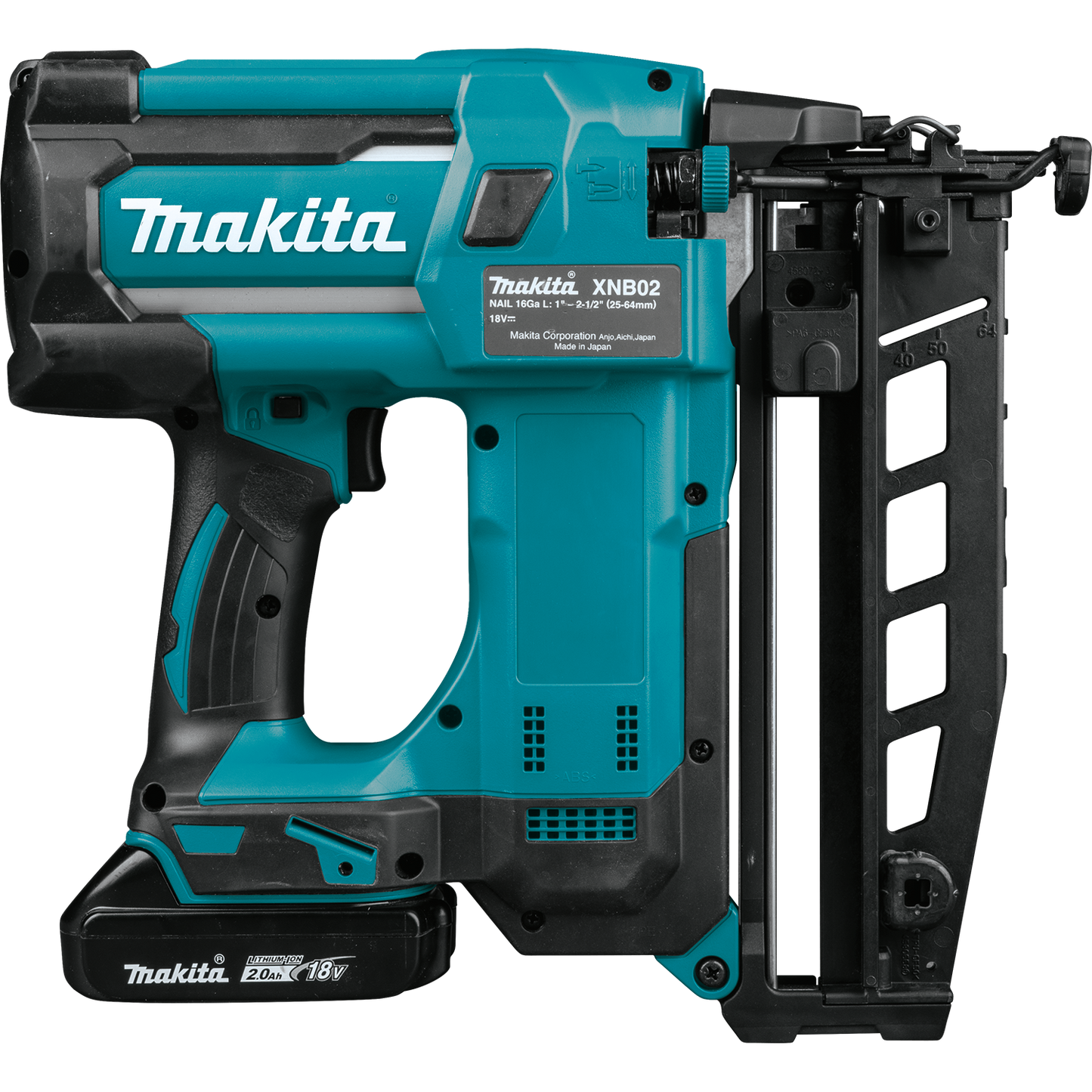 Makita XNB02RJ 18V Lxt® Lithiumion Cordless 21/2" Straight Finish Nailer Kit, 16 Ga.