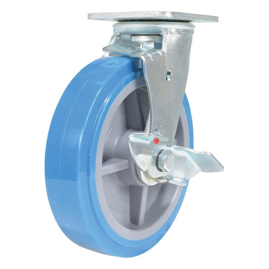 Vestil CST-KB-8X2PUP-SWB Polyurethane Swivel With Brake Caster 8 In. Diameter x 2 In. Width 925 lb Light Blue/Gray