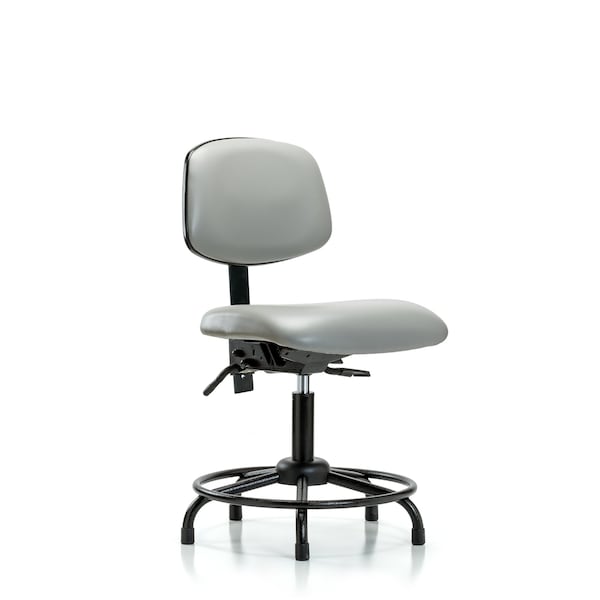 Blue Ridge Ergonomics VDHCH-RT-T0-A0-RG-8567 Rutledge Vinyl Chair - Desk Height with Round Tube Base & Stationary Glides in Dove Trailblazer™ Vinyl