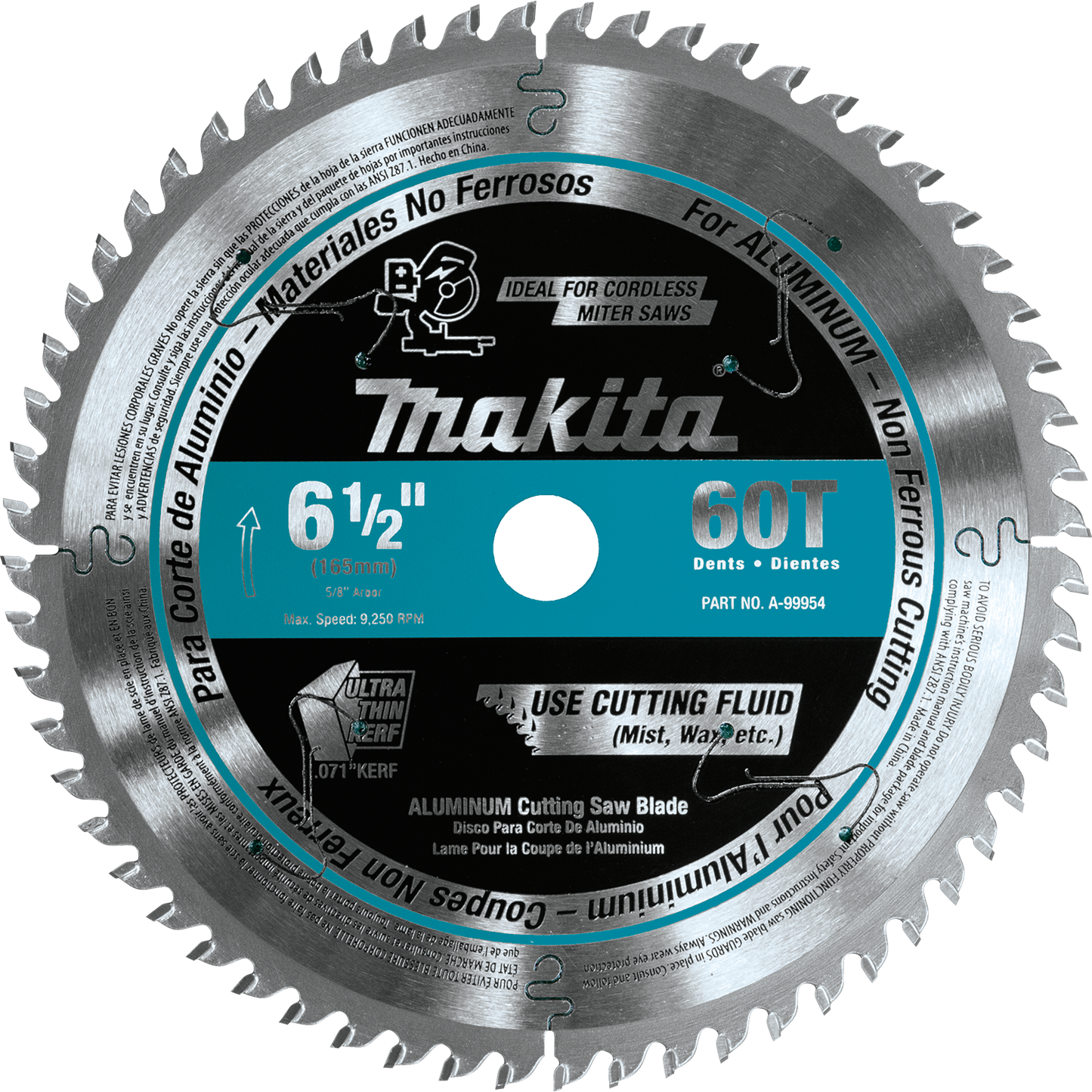 Makita A-99954 6‘1/2" 60T Carbide‘Tipped Ultra‘Thin Kerf Saw Blade, Aluminum