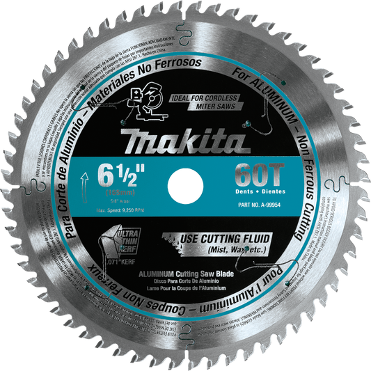 Makita A-99954 6‘1/2" 60T Carbide‘Tipped Ultra‘Thin Kerf Saw Blade, Aluminum