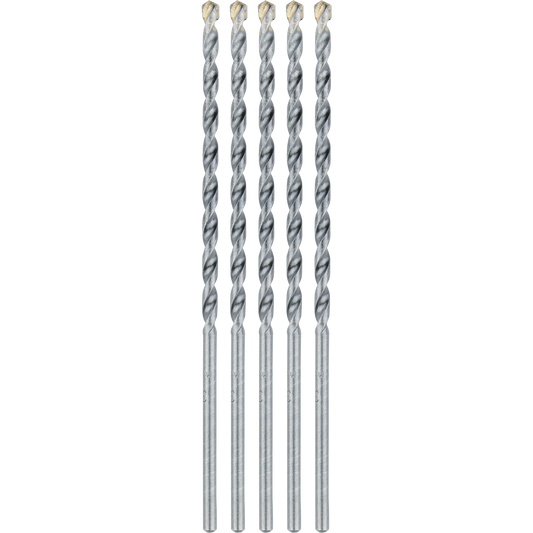 Makita E-10621 3/16" x 6" Carbide Tipped Percussion Masonry Hammer Drill Bits, 5/pk