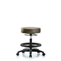 Blue Ridge Ergonomics VHBSO-RG-BF-RC-8584 Rutledge Vinyl Stool without Back - High Bench Height with Black Foot Ring & Casters in Taupe Trailblazer™ Vinyl