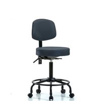 Blue Ridge Ergonomics VMBST-RG-T0-NF-RC-8584 Rutledge Vinyl Stool with Back - Medium Bench Height with Casters in Taupe Trailblazer™ Vinyl