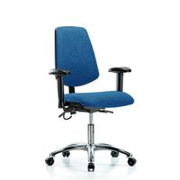 Blue Ridge Ergonomics NECR-VDHCH-MB-CR-T1-A1-EC-ESDBLU Class 100 Vinyl Clean Room/ESD Chair - Desk Height with Medium Back, Seat Tilt, Adjustable Arms, & ESD Casters in Blue ESD Vinyl