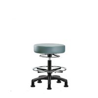 Blue Ridge Ergonomics VMBST-RG-T0-BF-RG-8822 Rutledge Vinyl Stool with Back - Medium Bench Height with Black Foot Ring & Stationary Glides in Storm Supernova™ Vinyl