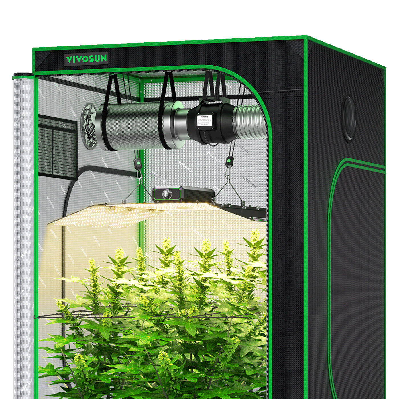 Vivosun Starter Grow Tent Kit, 4 × 4ft 4-Plant System, WiFi-Controlled Grow System with Full Spectrum LED Grow Light, Automatic Ventilation, GrowHub Outlet A22 with Temperature and Humidity Sensor