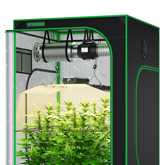 Vivosun Starter Grow Tent Kit, 4 × 4ft 4-Plant System, WiFi-Controlled Grow System with Full Spectrum LED Grow Light, Automatic Ventilation, GrowHub Outlet A22 with Temperature and Humidity Sensor