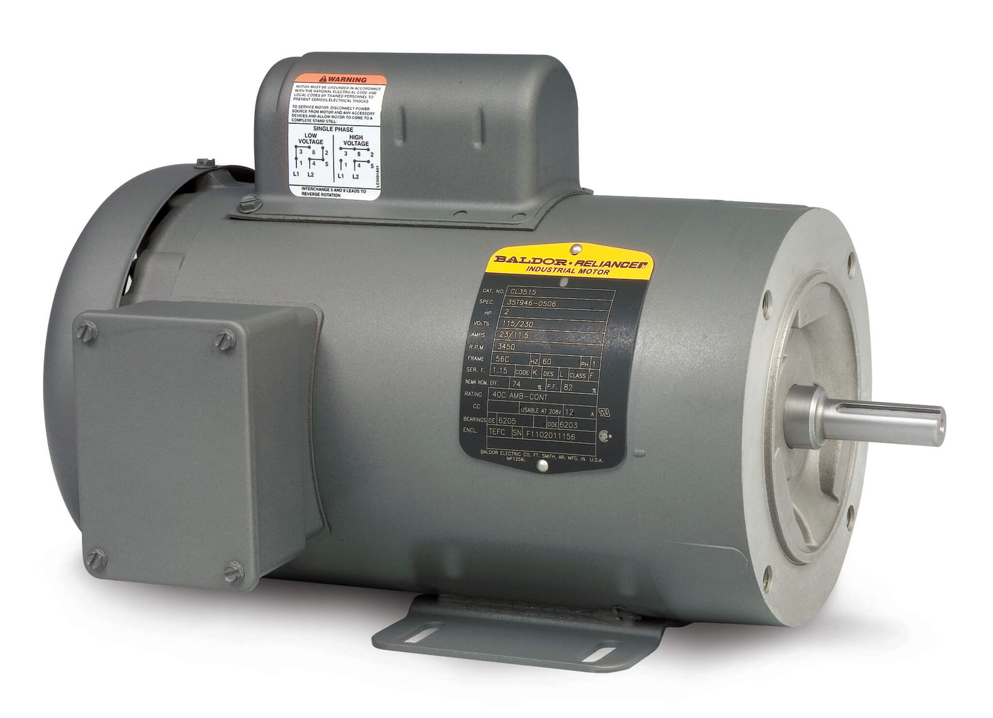 Baldor CL3509 1Hp, 3450Rpm, 1Ph, 60Hz, 56C, 3520L,