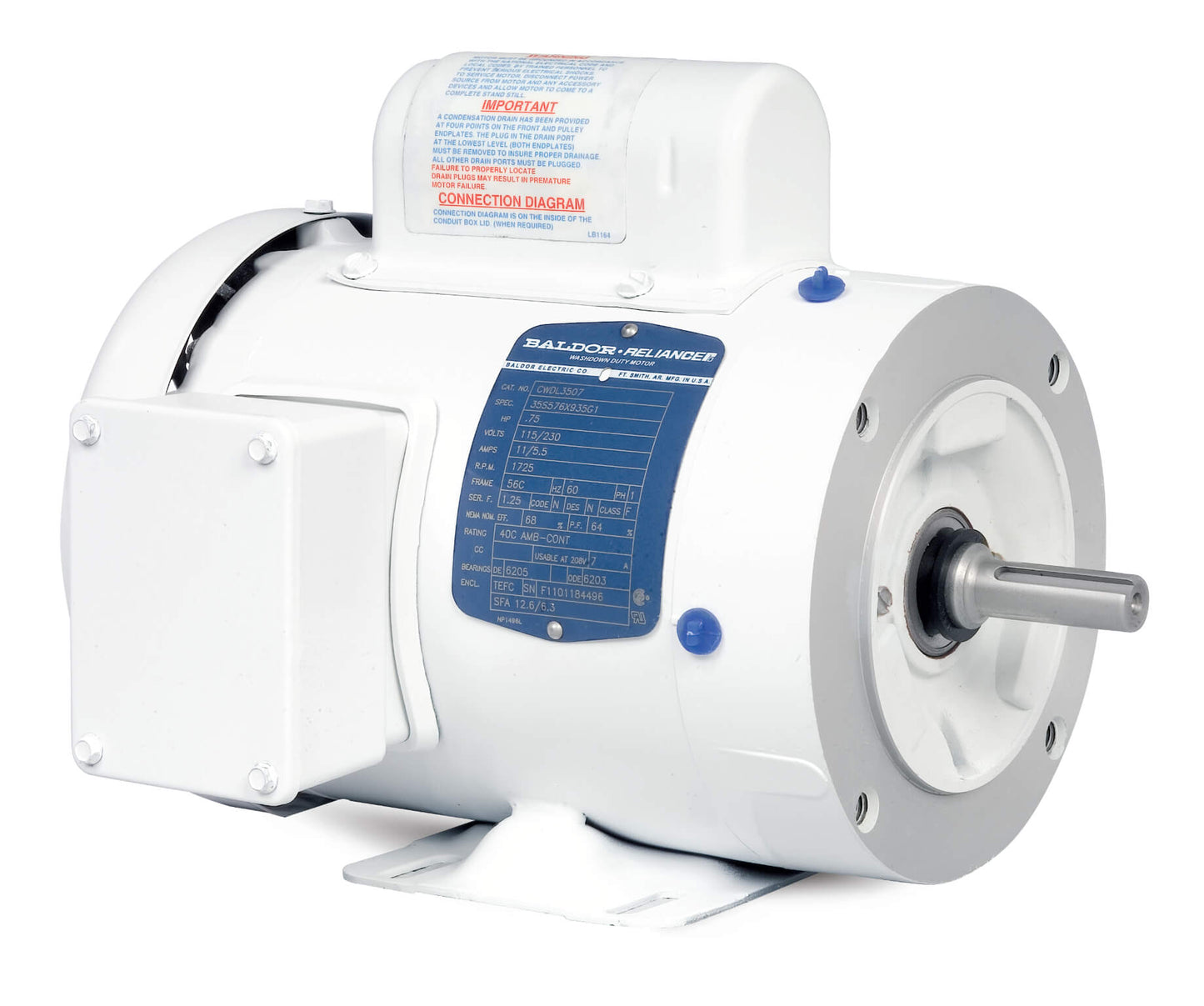 Baldor CWDL3510 1HP, 1725RPM, 1PH, 60HZ, 56C, 3524L, TEFC, F1, N