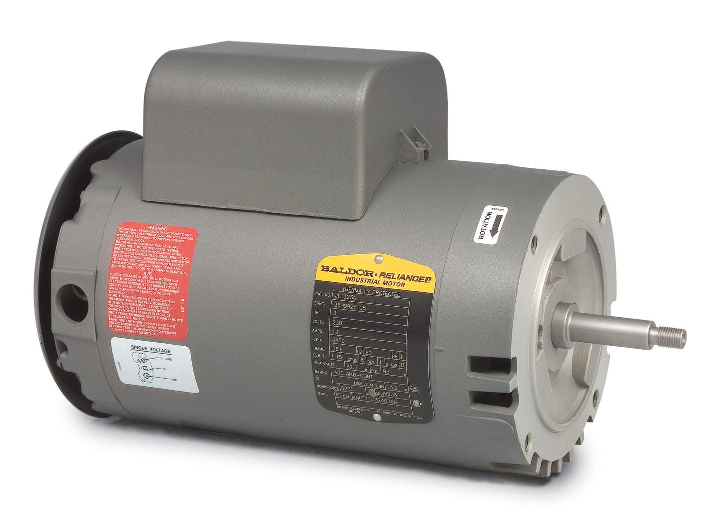 Baldor JL1313A 1.5HP, 3450RPM, 1PH, 60HZ, 56J, 3432LC, OPEN