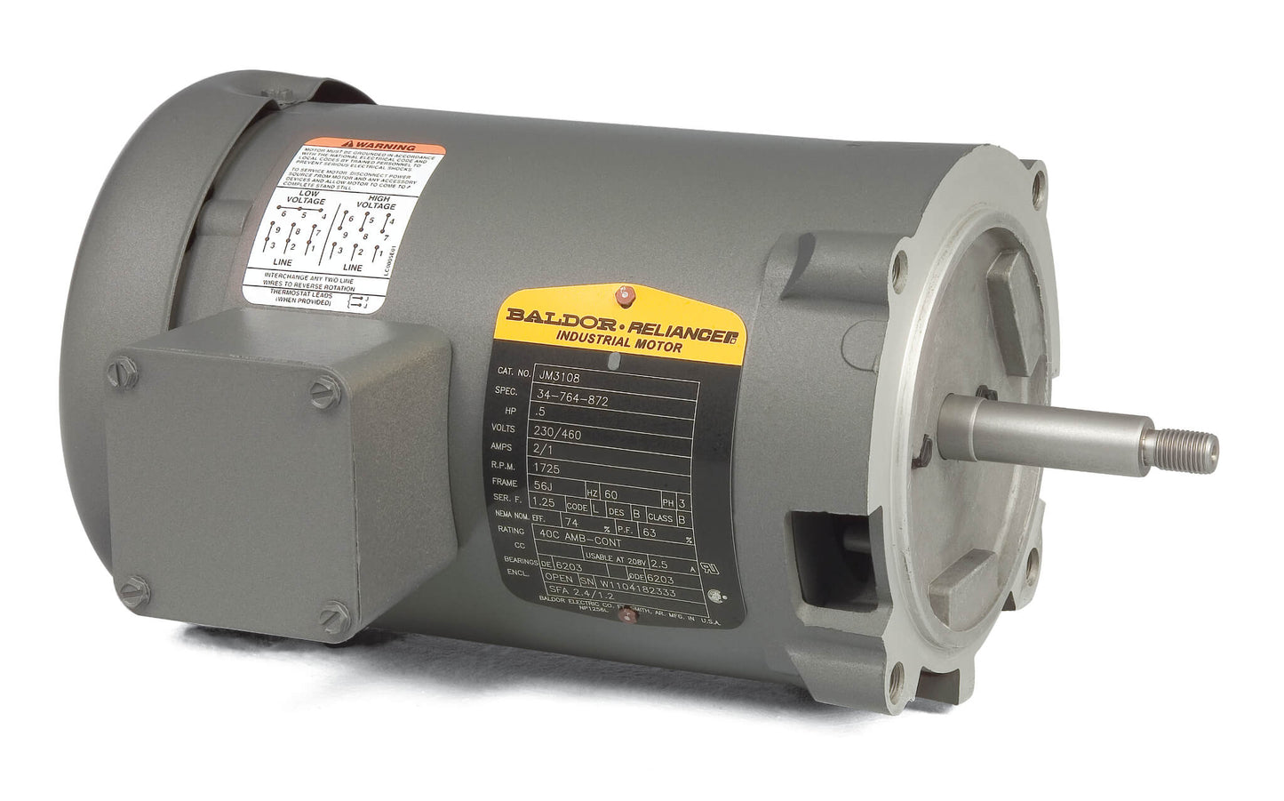 Baldor JM3115 1Hp, 3450Rpm, 3Ph, 60Hz, 56J, 3420M,
