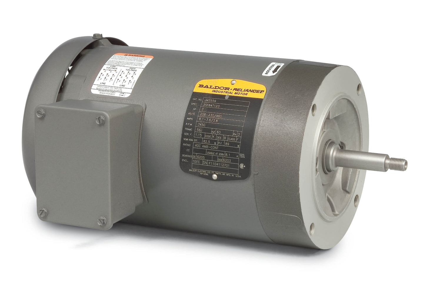 Baldor JM3460 .5Hp, 3450Rpm, 3Ph, 60Hz, 56J, 3413M