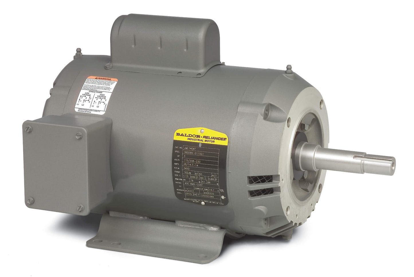 Baldor JML1406T 3HP, 3450RPM, 1PH, 60HZ, 182, JM, 3628L, OPEN, F