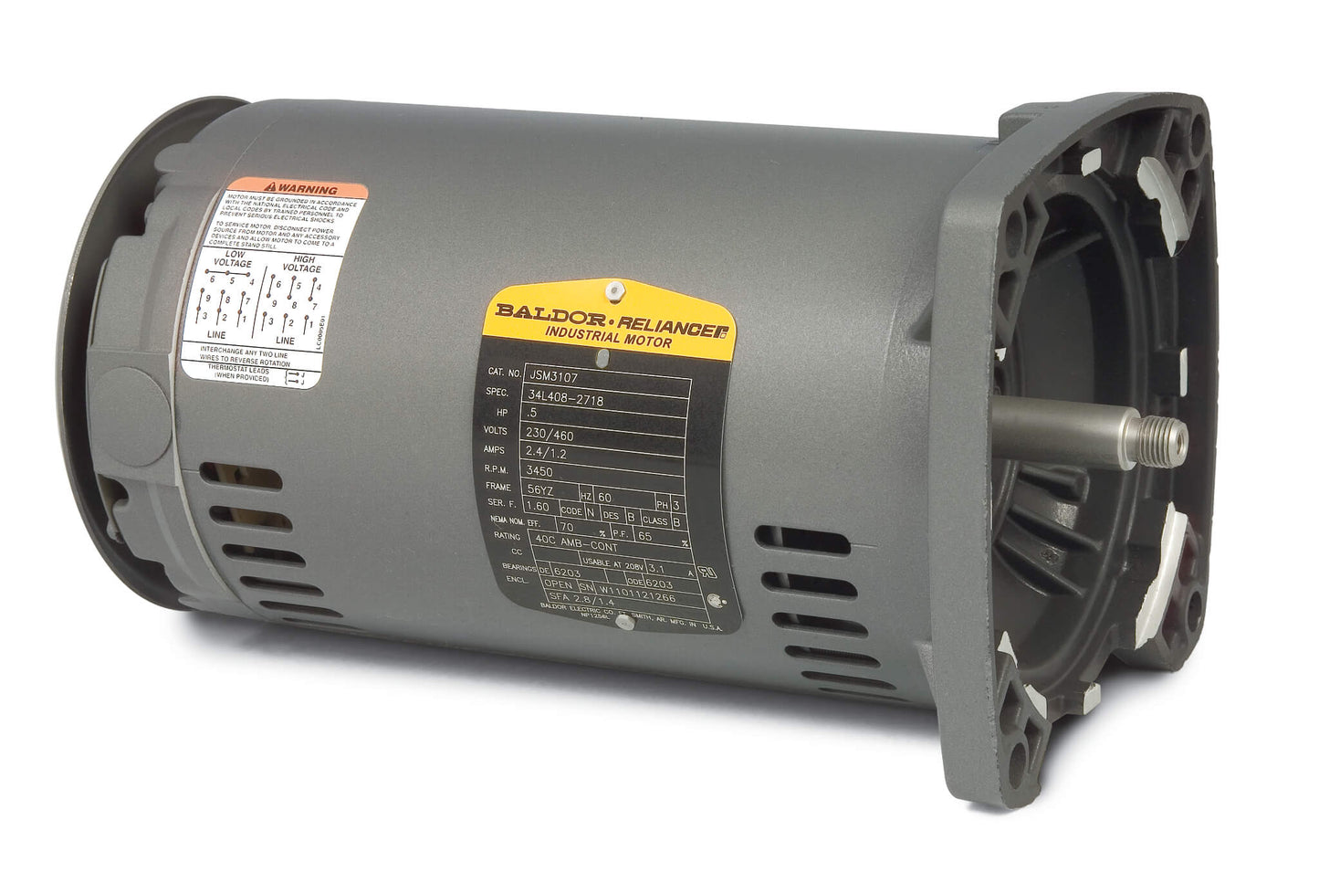 Baldor JSM3120 1.5HP, 3450RPM, 3PH, 60HZ, 56YZ, 3424M, OPEN, F