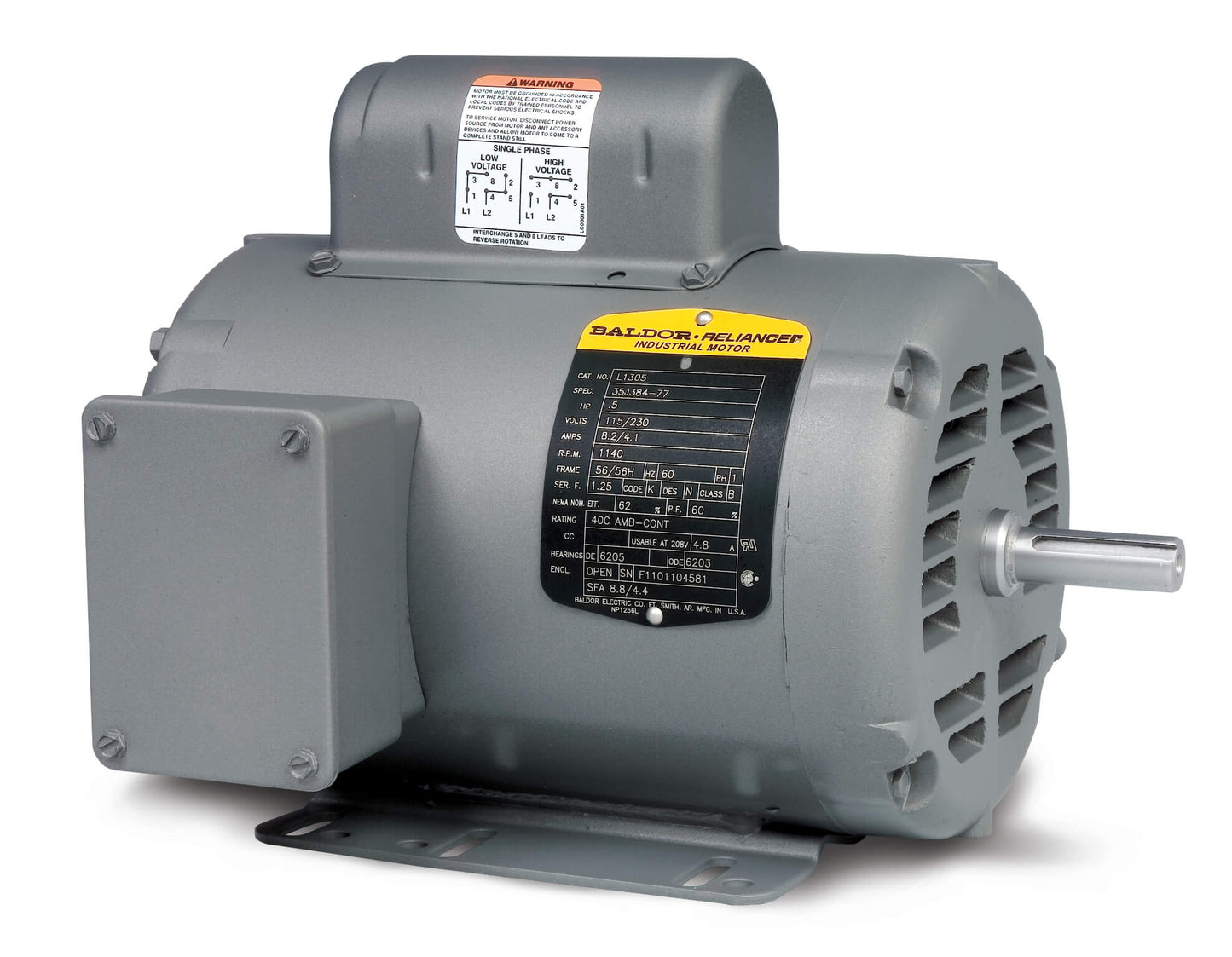 Baldor L1317-50 2HP, 2850RPM, 1PH, 50HZ, 56, 3532L, OPEN, F1