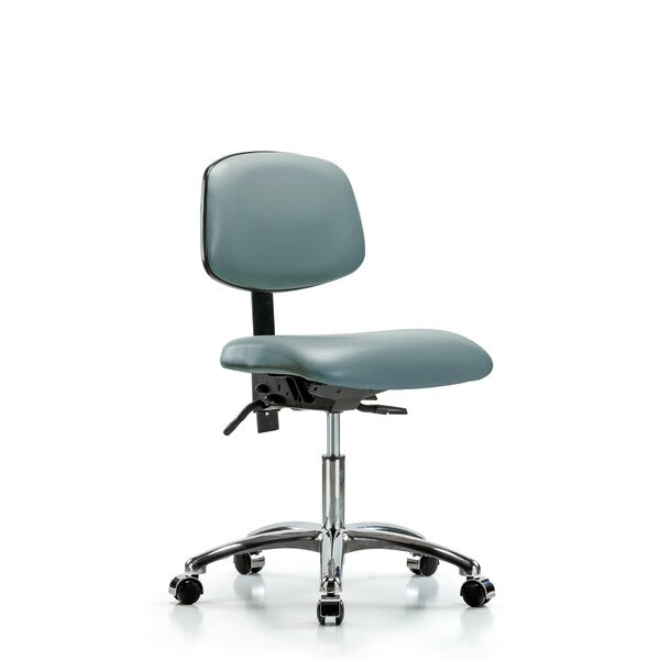 Blue Ridge Ergonomics VDHCH-CR-T0-A0-CC-8822 Rutledge Vinyl Chair Chrome - Desk Height with Casters in Storm Supernova™ Vinyl