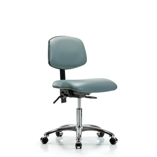Blue Ridge Ergonomics VDHCH-CR-T0-A0-CC-8822 Rutledge Vinyl Chair Chrome - Desk Height with Casters in Storm Supernova™ Vinyl