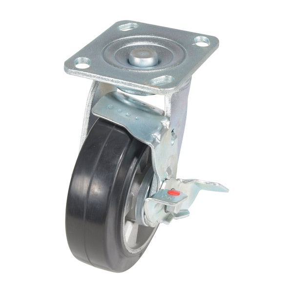 Vestil CST-VE-6X2MRA-SWB Rubber Swivel With Brake Caster 6 In. Diameter x 2 In. Width 771 Lb. Capacity Black/Gray