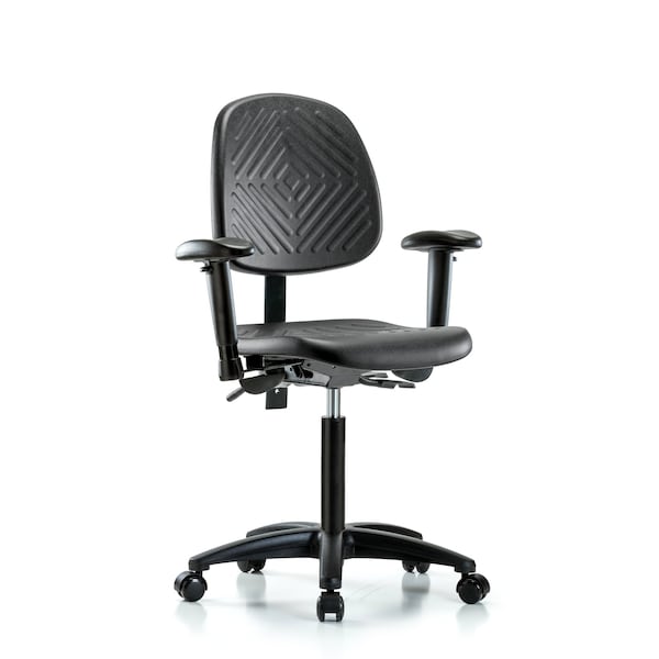 Blue Ridge Ergonomics VHBST-CR-T0-CF-RG-8840 Rutledge Vinyl Stool with Back Chrome - High Bench Height with Chrome Foot Ring & Stationary Glides in Sterling Supernova™ Vinyl