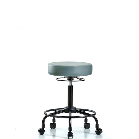Blue Ridge Ergonomics VMBSO-RT-RC-8822 Rutledge Vinyl Stool without Back - Medium Bench Height with Round Tube Base & Casters in Storm Supernova™ Vinyl