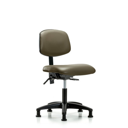 Blue Ridge Ergonomics VDHCH-RG-T1-A0-RG-8809 Rutledge Vinyl Chair - Desk Height with Seat Tilt & Stationary Glides in Taupe Supernova™ Vinyl