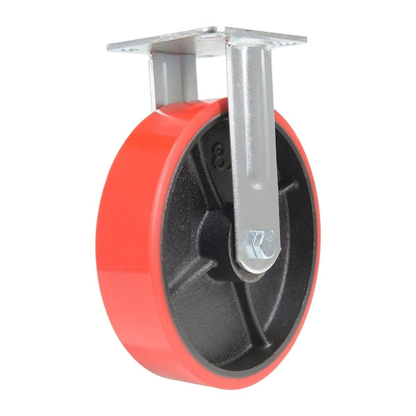 Vestil CST-VE-8X2PU-R Polyurethane Rigid Caster 8 In. Diameter x 2 In. Width 1474 Lb. Capacity Red/Black