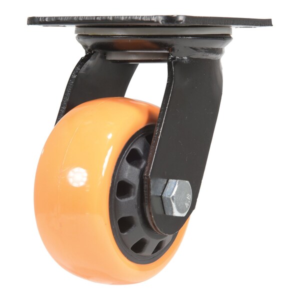 Vestil CST-BN-4X2PUP-S Polyurethane Swivel Caster 4 In. Diameter x 2 In. Width 594 Lb. Capacity Orange/Black