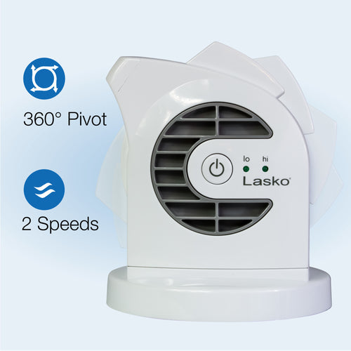 Lasko D300 MyCool Mini USB 2- Speed Desk Fan with USB Cable and AC Adapter, White