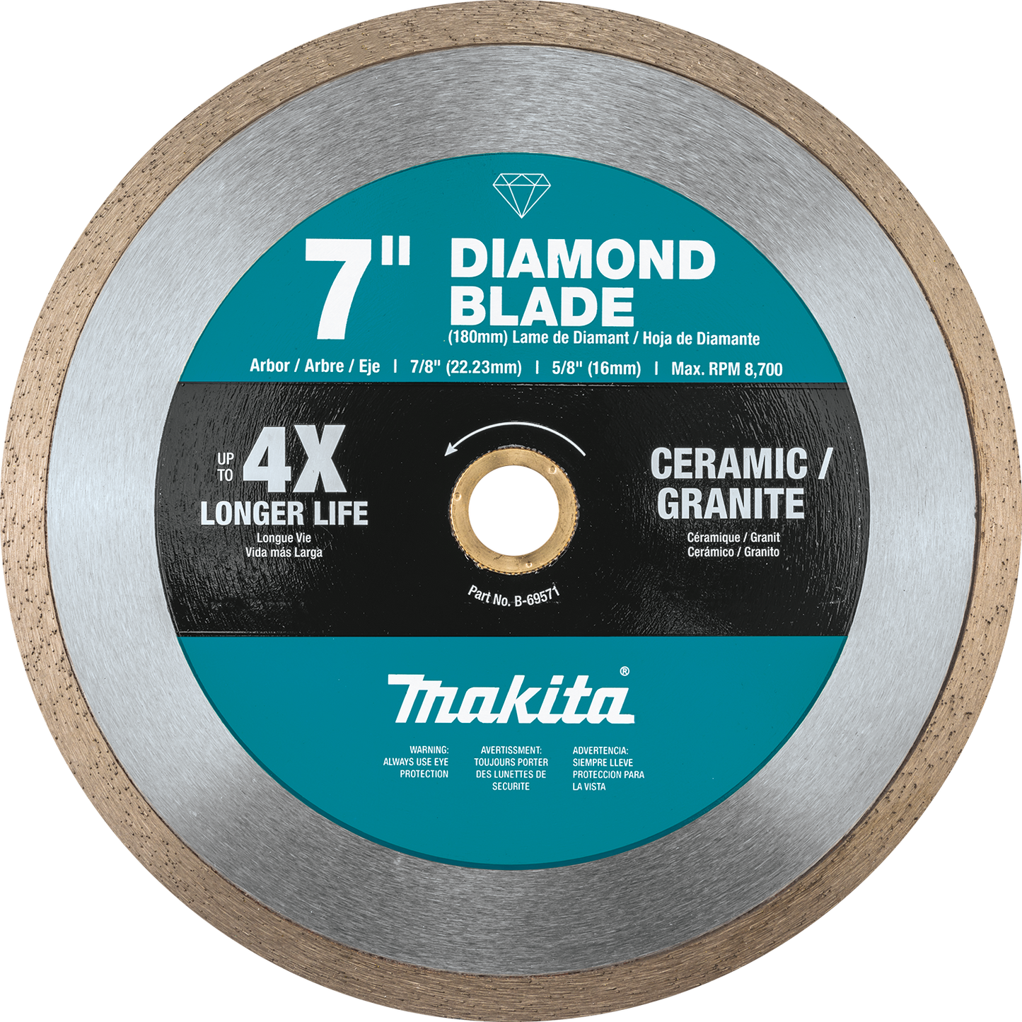 Makita B-69571 7" Diamond Blade, Continuous Rim, General Purpose