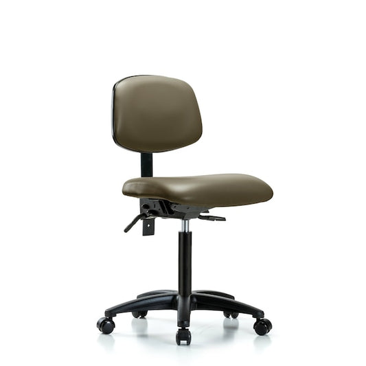 Blue Ridge Ergonomics VMBCH-RG-T0-A0-NF-RC-8809 Rutledge Vinyl Chair - Medium Bench Height with Casters in Taupe Supernova™ Vinyl