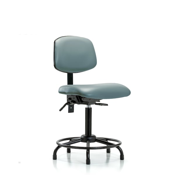 Blue Ridge Ergonomics VMBCH-RT-T1-A0-RG-8822 Rutledge Vinyl Chair - Medium Bench Height with Round Tube Base, Seat Tilt, & Stationary Glides in Storm Supernova™ Vinyl
