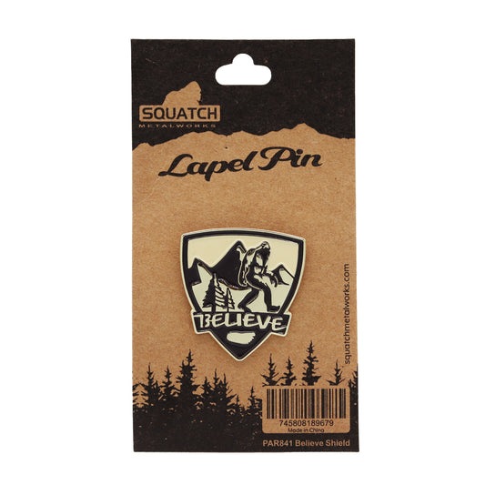 Paradise Clay PAR841 Bigfoot Believe Shield - Lapel Pin