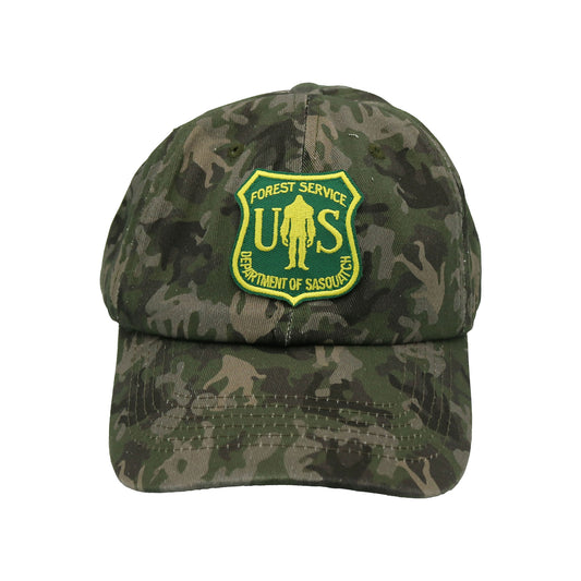 Paradise Clay PSH014 Bigfoot Camo with US Forest Service Department of Sasquatch Patch - Hat