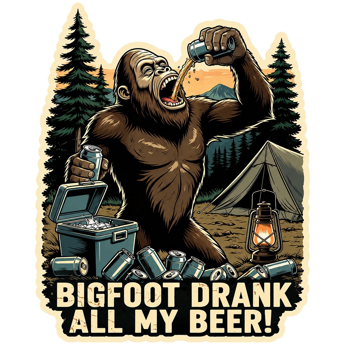 Paradise Clay IHS-10P-110 Bigfoot Drank All My Beer - Vinyl Sticker (10 Pack)