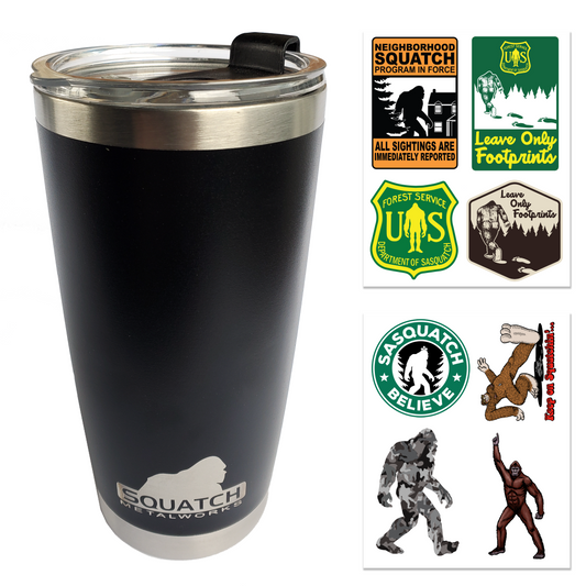 Paradise Clay PSH004 Squatch Metalworks 20 oz. Stainless-Steel Tumbler with Lid (BLACK)