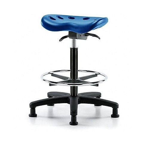 Blue Ridge Ergonomics PTHBST-RG-CF-RG-BLU Polyurethane Tractor Sit-Stand with Chrome Foot Ring in Blue Polyurethane