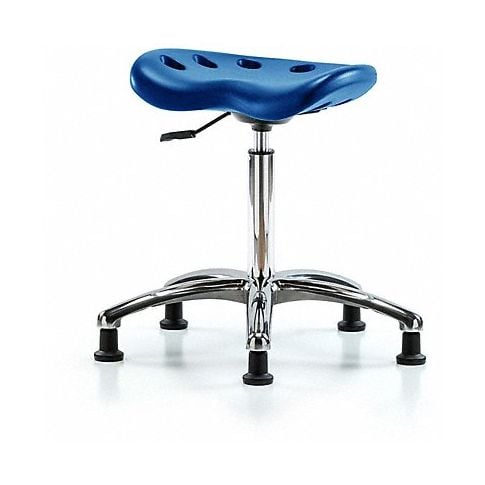 Blue Ridge Ergonomics PTMBSL-CR-NF-RG-BLU Polyurethane Tractor Stool Chrome - Medium Bench Height with Stationary Glides in Blue Polyurethane