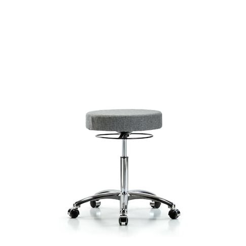 Blue Ridge Ergonomics FMBSO-CR-NF-CC-F44 Rutledge Fabric Stool without Back Chrome - Medium Bench Height with Casters in Gray Fabric