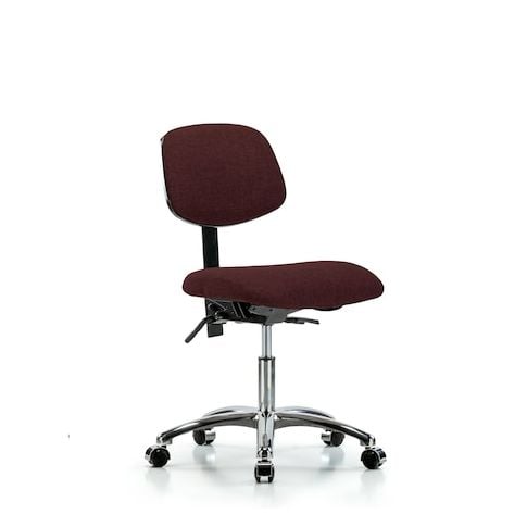 Blue Ridge Ergonomics FDHCH-CR-T1-A0-CC-F41 Rutledge Fabric Chair Chrome - Desk Height with Seat Tilt & Casters in Burgundy Fabric
