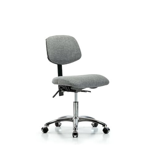 Blue Ridge Ergonomics FDHCH-CR-T1-A0-CC-F44 Rutledge Fabric Chair Chrome - Desk Height with Seat Tilt & Casters in Gray Fabric