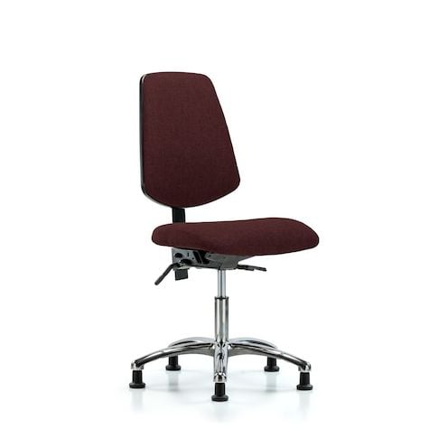 Blue Ridge Ergonomics FDHCH-MB-CR-T0-A0-RG-F41 Rutledge Fabric Chair Chrome - Desk Height with Medium Back & Stationary Glides in Burgundy Fabric
