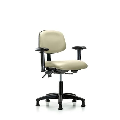 Blue Ridge Ergonomics VDHCH-RG-T0-A1-RG-8501 Rutledge Vinyl Chair - Desk Height with Adjustable Arms & Stationary Glides in Adobe White Trailblazer™ Vinyl